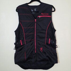 Browning Ace Shooting Vest Mens M Black Red Shooting Recoil Pad Zip Mesh Pockets